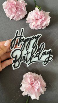 Топер для торта акриловий Happy Birthday 7033 фото
