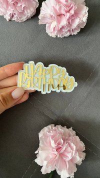 Топер для торта акриловий Happy Birthday 7034 фото